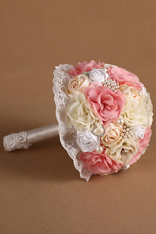 Pearl Crystal Roses Flower Girl Wedding Bridal Corsage Bouquet (27*22cm)