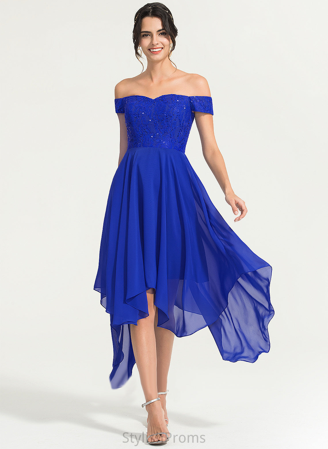 Beading Chiffon Off-the-Shoulder Mylee With Lace A-Line Cocktail Dress Cocktail Dresses Asymmetrical