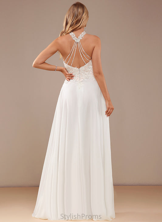 Sequins Neck Emilee A-Line Beading With Wedding Dresses High Floor-Length Lace Dress Chiffon Wedding