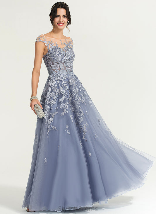 Lace Scoop Tulle Ball-Gown/Princess Floor-Length Prom Dresses Liana