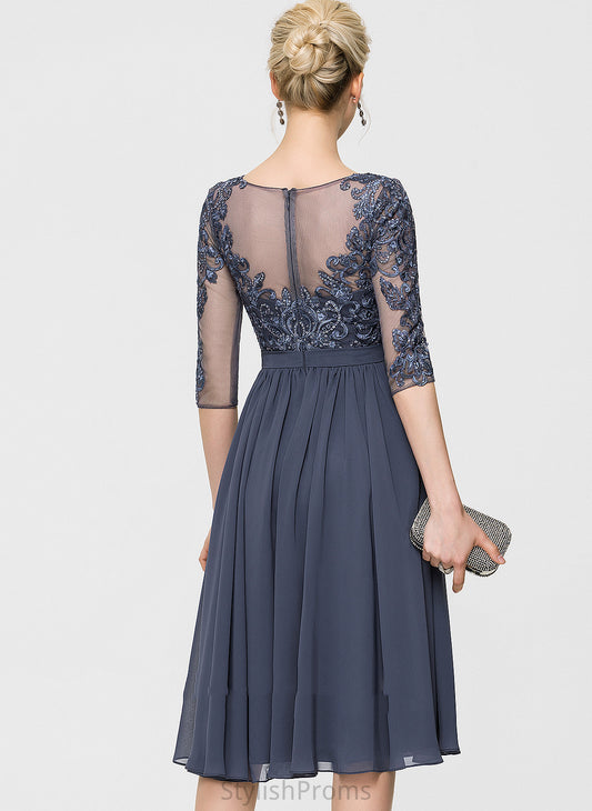 Sequins Lace Cocktail Dresses Neck Knee-Length A-Line Cocktail Chiffon With Kathleen Dress Scoop