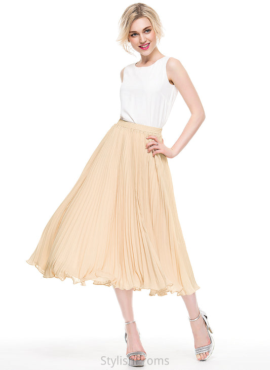 Tea-Length Pleated With Rayna Cocktail A-Line/Princess Skirt Chiffon Cocktail Dresses