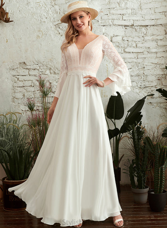 Lace A-Line Wedding Wedding Dresses Dress V-neck Marlie Floor-Length Chiffon