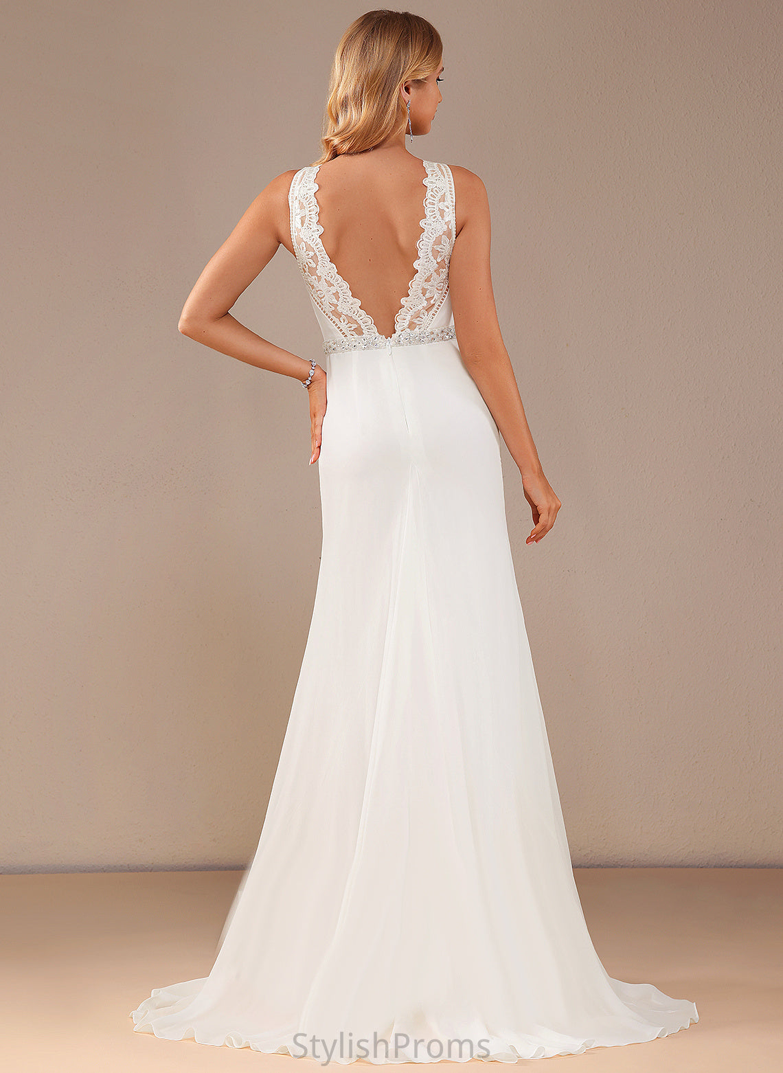 Dress Neck Arely With Trumpet/Mermaid Wedding Train Wedding Dresses High Chiffon Court Beading Lace