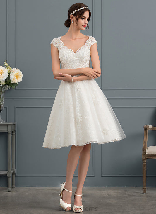 Wedding Dress Lace Knee-Length A-Line Tulle Wedding Dresses Ashtyn V-neck