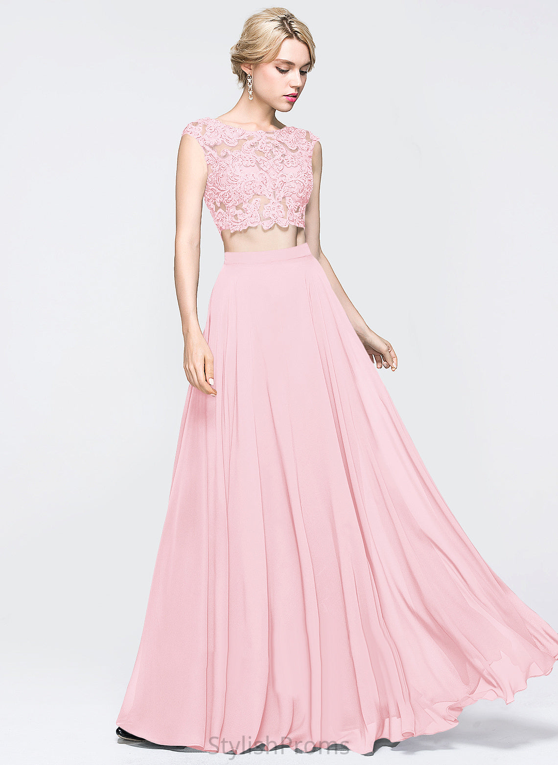 Beading Chiffon Marina Scoop Lace A-Line Sequins Prom Dresses Floor-Length With