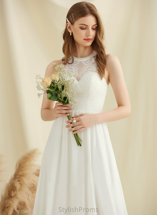 Chiffon Dress A-Line Sierra Scoop Front Floor-Length Neck Wedding Split Lace With Wedding Dresses