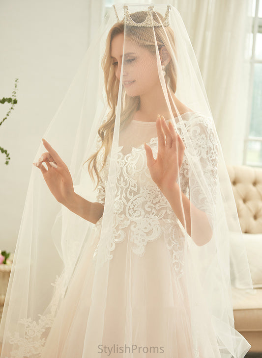 Molly Neck Ball-Gown/Princess Scoop Lace Wedding Sweep Dress Train Wedding Dresses Tulle