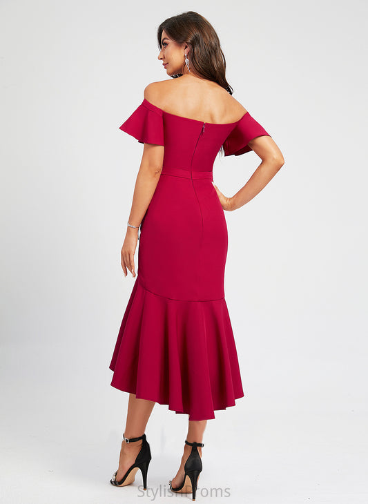 Asymmetrical Lexi Crepe Ruffle With Off-the-Shoulder Stretch Cocktail Dresses Dress Trumpet/Mermaid Cocktail