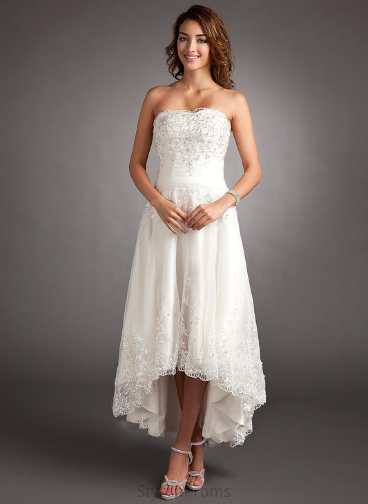 Asymmetrical Wedding Tulle Yasmin Wedding Dresses With Sweetheart Lace Dress Beading A-Line