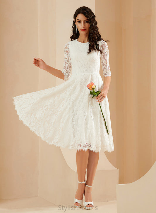 Sanaa Wedding Dresses Scoop Knee-Length Dress Wedding Lace A-Line