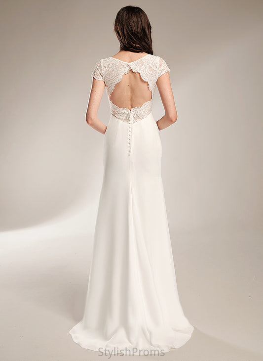 Train V-neck With Chiffon Aracely Wedding Wedding Dresses Sweep Dress Lace Sheath/Column