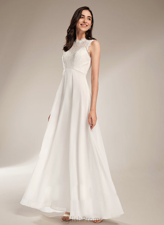 Wedding Wedding Dresses Chiffon Dress Floor-Length A-Line Kamora Lace Scoop