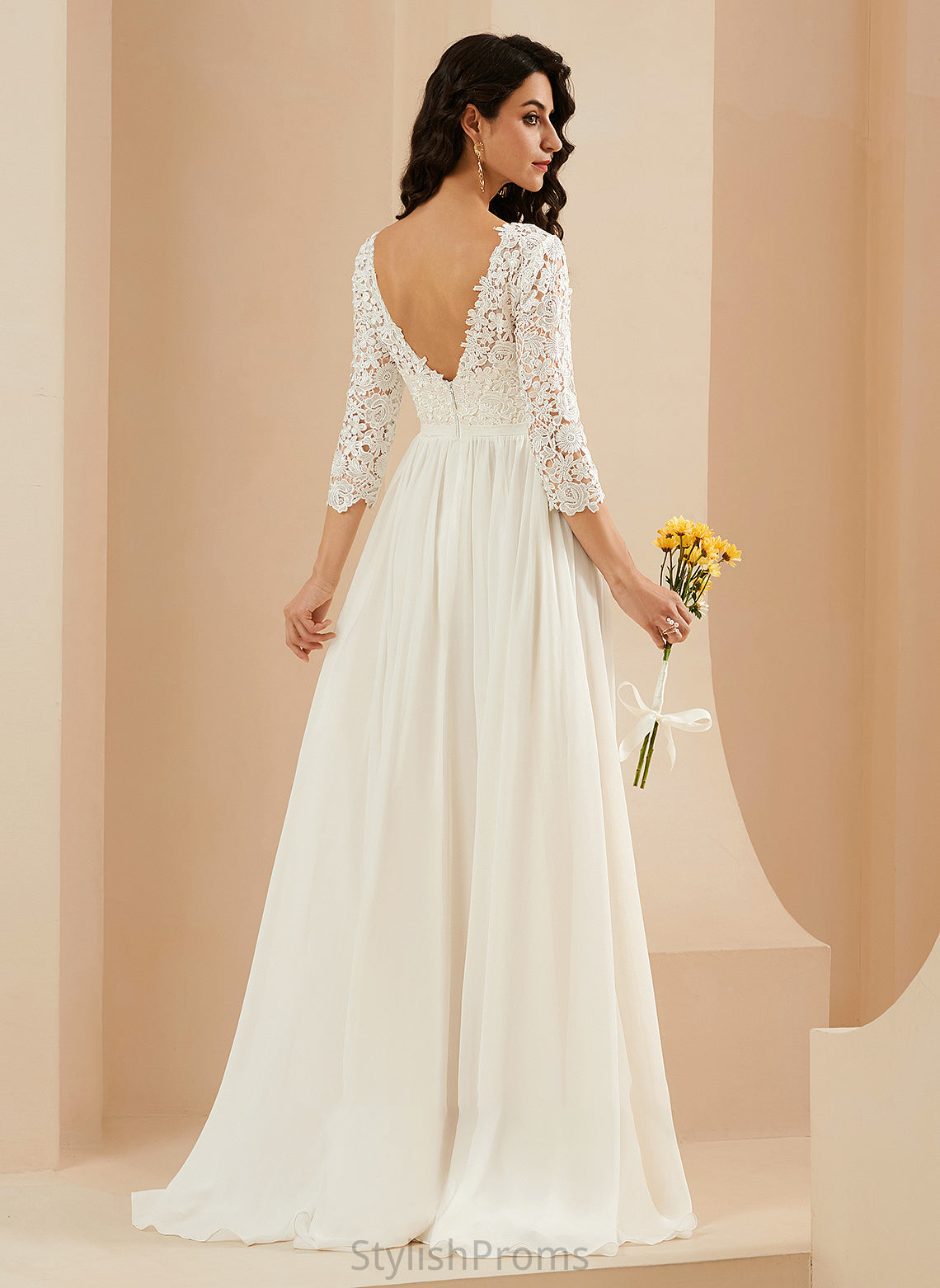 Wedding Dresses Train Lace With Wedding Sweep Dress A-Line Logan