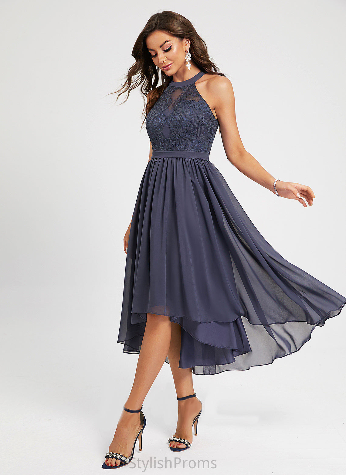 Chiffon Scoop Neck Asymmetrical Sally A-Line Dress Cocktail Dresses Cocktail