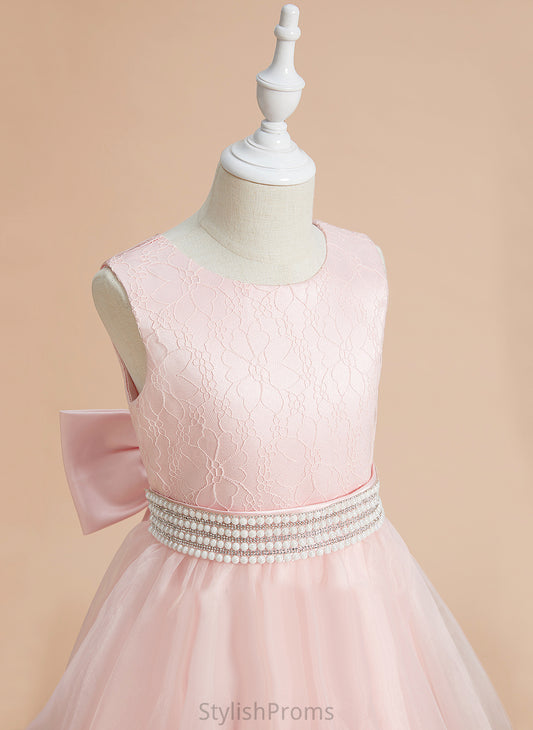 Beading/Bow(s) Flower Girl Dresses With Neck Ball-Gown/Princess Maia Dress Flower - Sleeveless Scoop Organza/Lace Ankle-length Girl