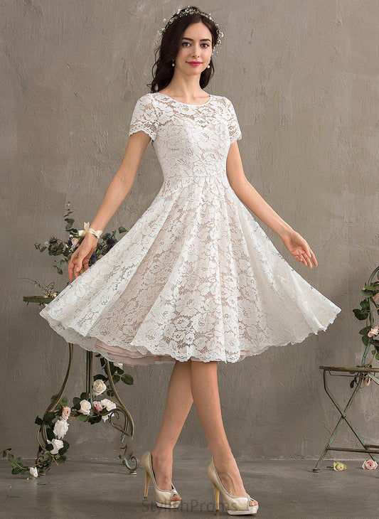 Shaniya Wedding Wedding Dresses Lace Neck Dress A-Line Knee-Length Scoop