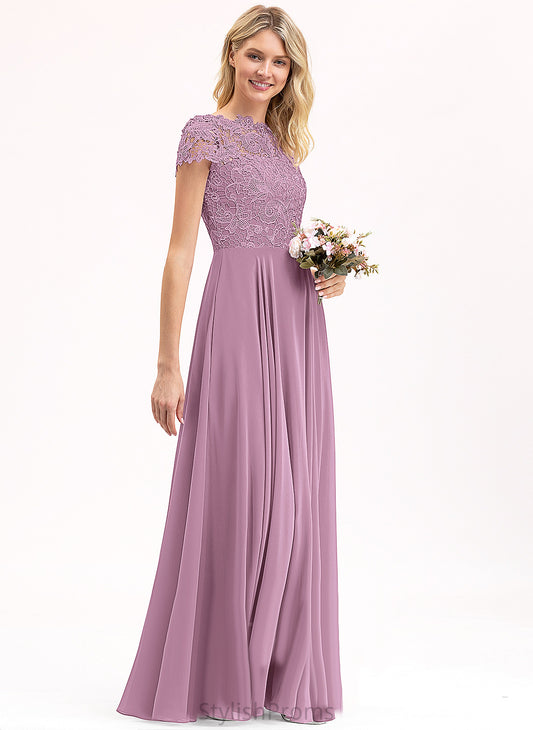 Prom Dresses Floor-Length Scoop A-Line Lace Chiffon Karley