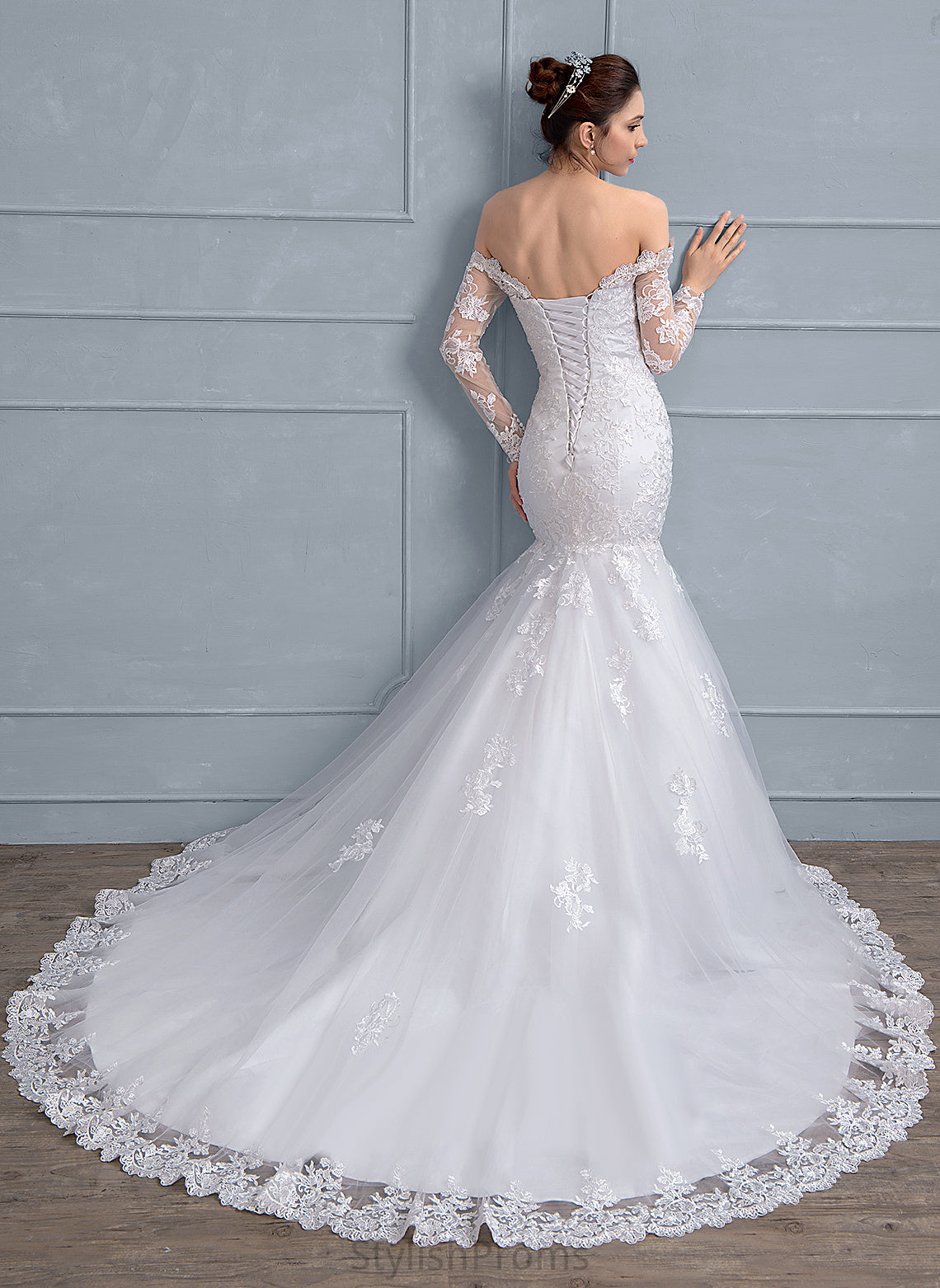 With Tulle Wedding Wedding Dresses Off-the-Shoulder Lace Court Kenley Beading Dress Sequins Train Trumpet/Mermaid