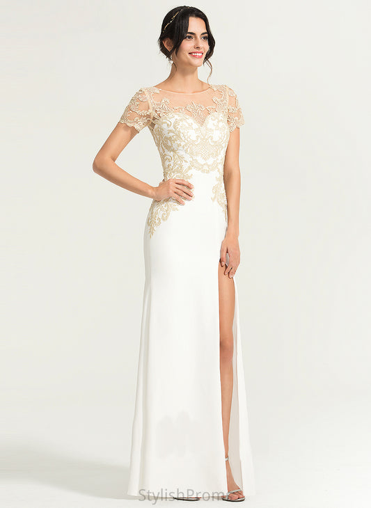 Essence Wedding Crepe Sheath/Column Lace Dress Scoop Stretch Wedding Dresses Floor-Length