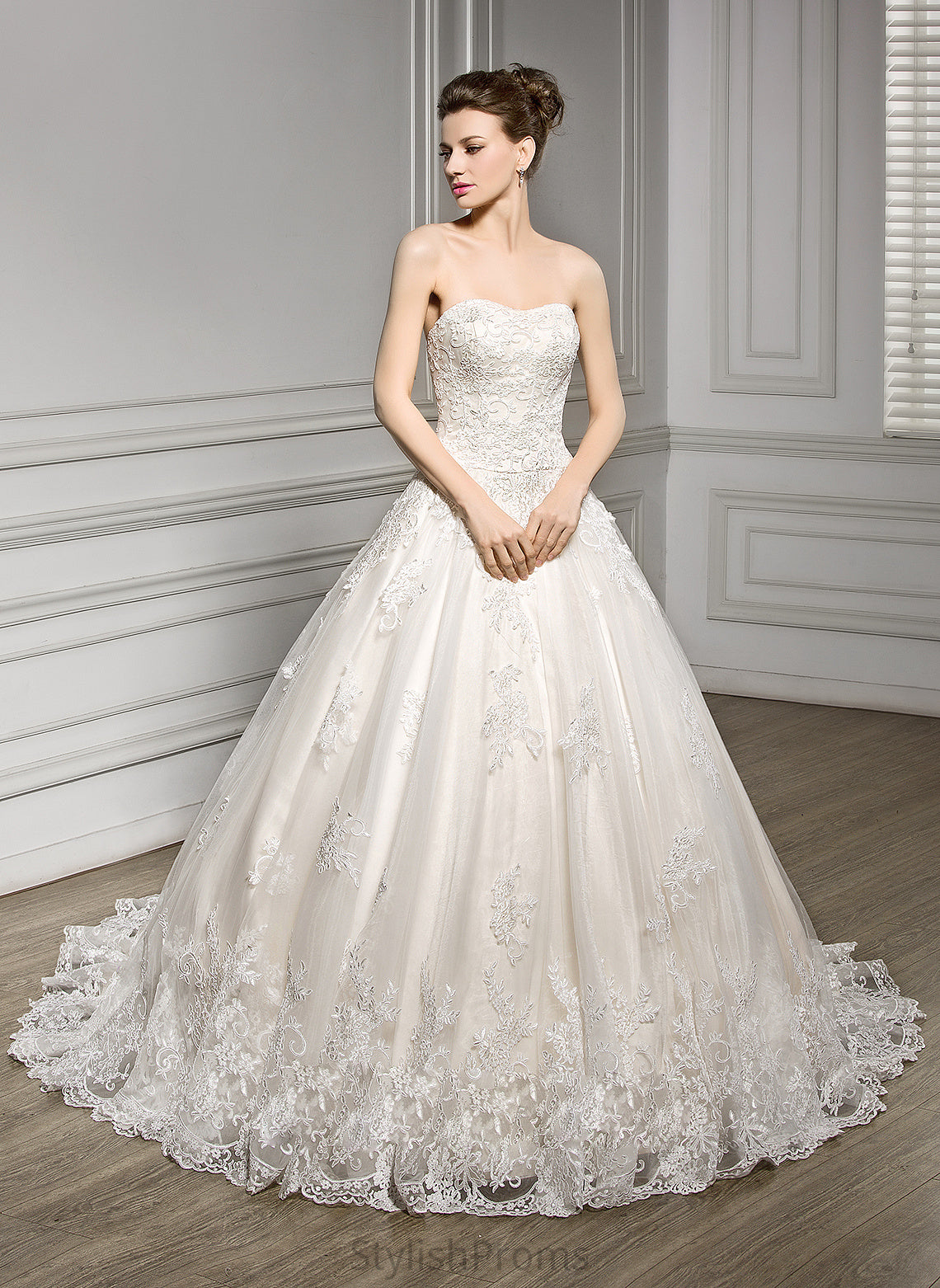 Wedding Dresses Train Dress Sweetheart Tulle Ball-Gown/Princess Wedding Court Lace Libby