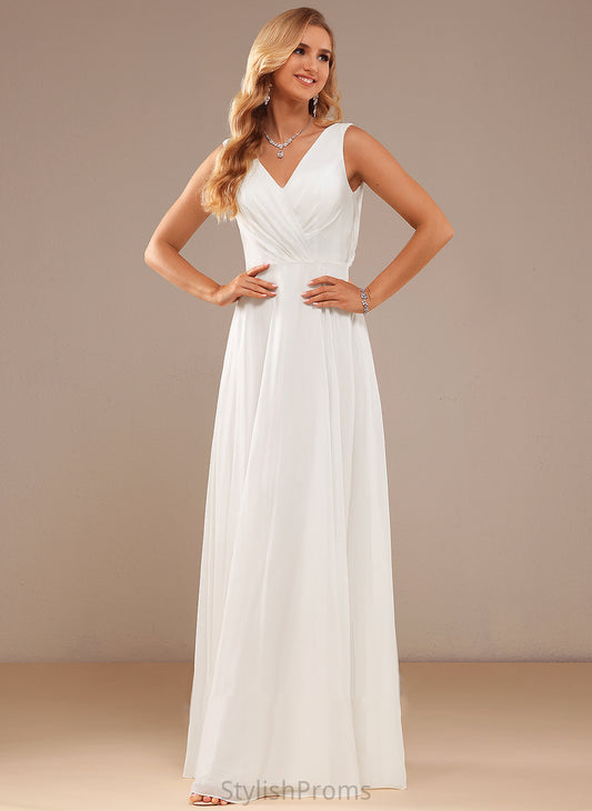 Dress V-neck Wedding Aliya A-Line Floor-Length Chiffon Lace Wedding Dresses With