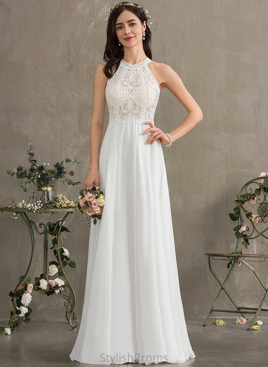 Isabela Dress Chiffon Floor-Length Lace Wedding Wedding Dresses A-Line