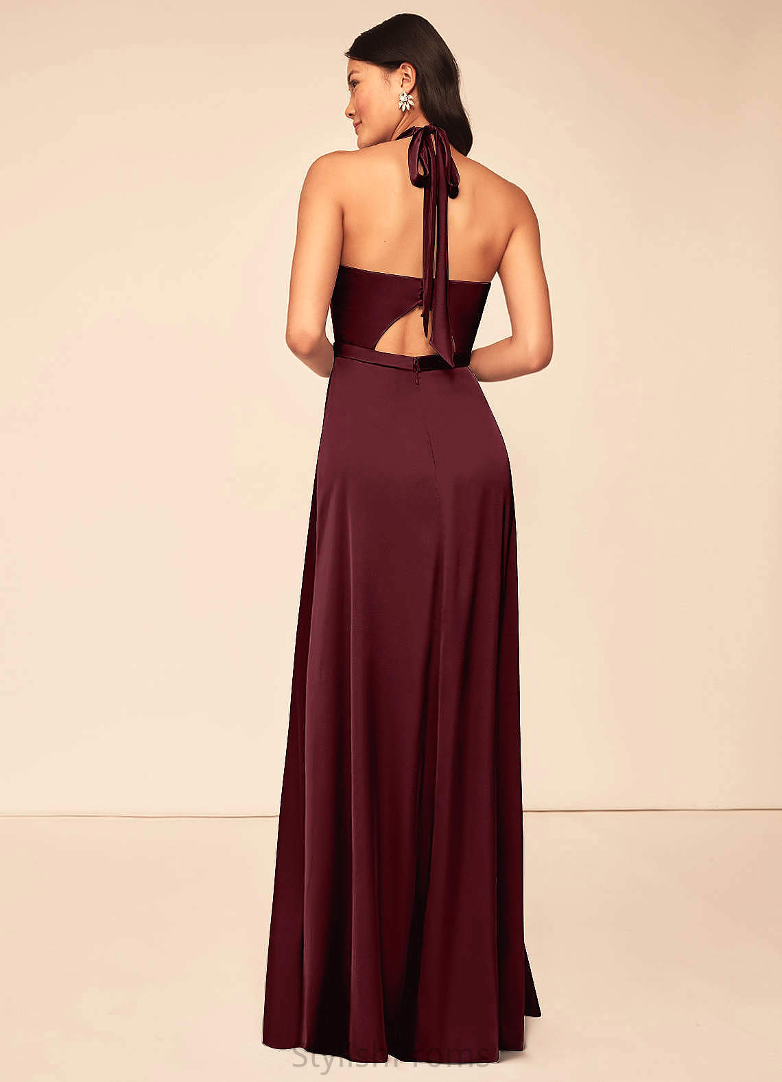 Cara Sleeveless Trumpet/Mermaid Spaghetti Staps Natural Waist Floor Length Bridesmaid Dresses