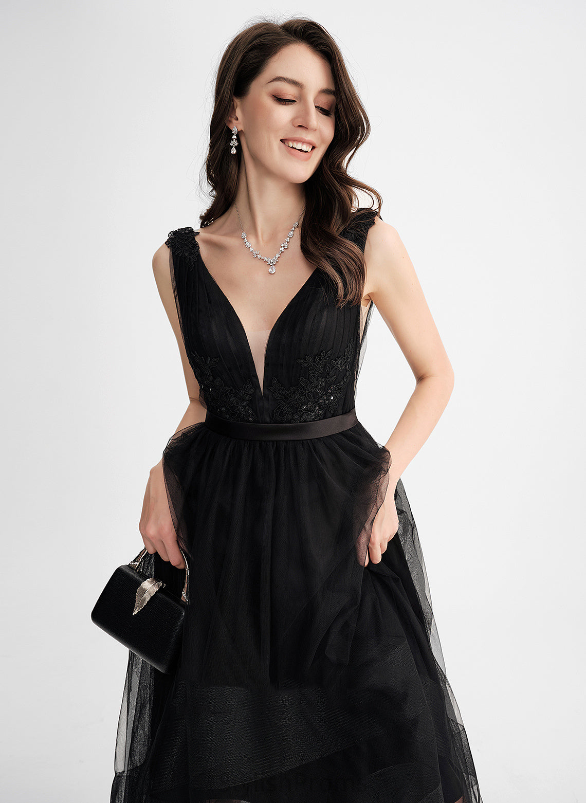 V-neck Tulle Cocktail Dresses A-Line Sequins Lace Asymmetrical With Cocktail Dress Sharon