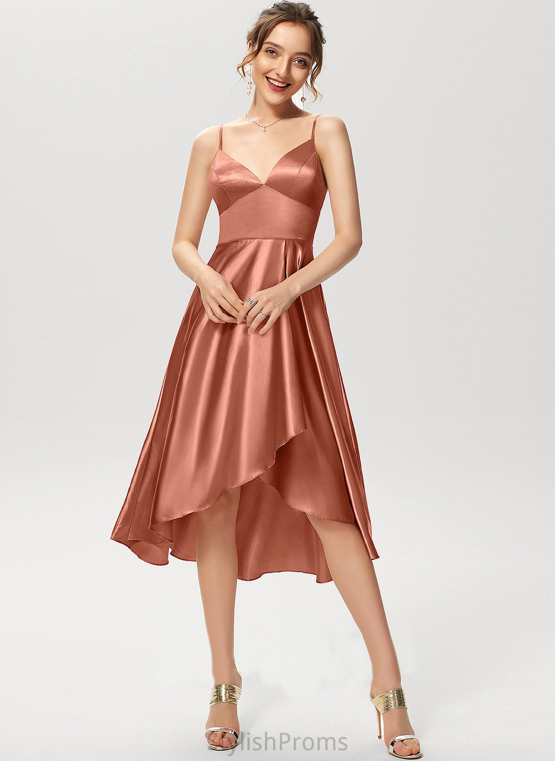 Dress Rayon A-Line V-neck Kaylie Cocktail Dresses Cocktail Asymmetrical