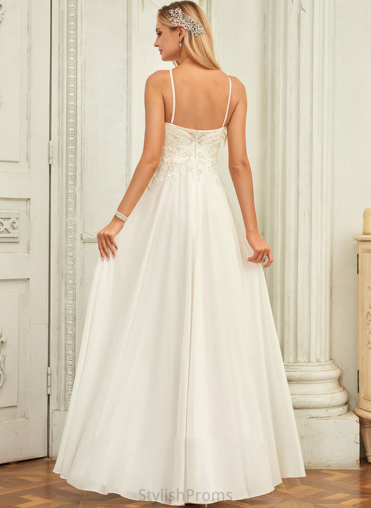 Wedding Dress Floor-Length Chiffon Kristen A-Line Lace Wedding Dresses Scoop