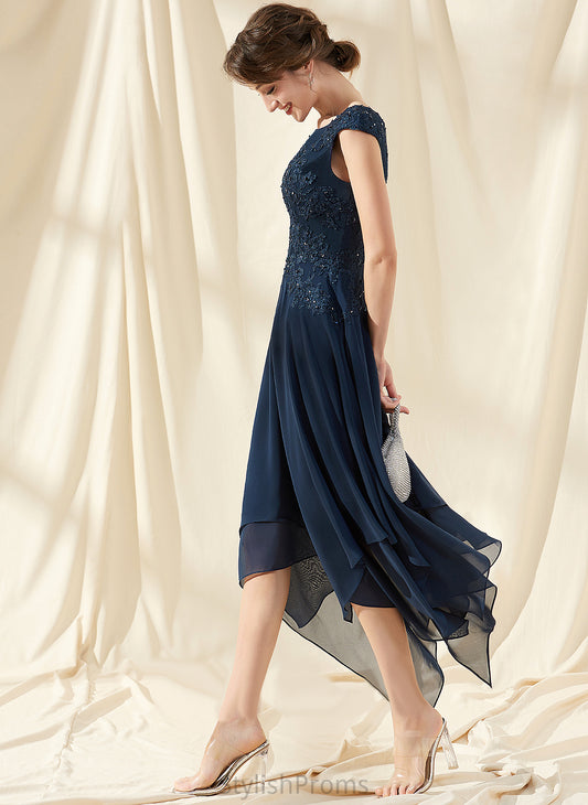 Cocktail Ankle-Length A-Line Cocktail Dresses Dress Neck Scoop Beading Lace With Mareli Chiffon