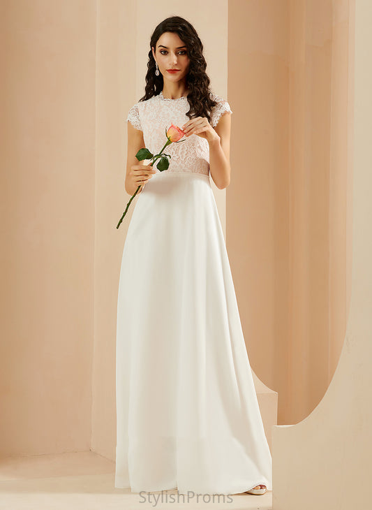 Wedding A-Line Floor-Length Scoop Lace Dress Chiffon Wedding Dresses Maggie