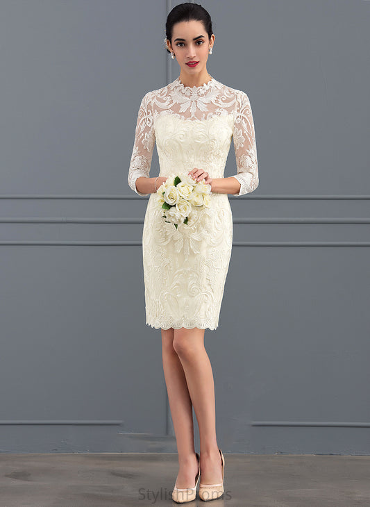 Lace Knee-Length High Sheath/Column Dress Neck Wedding Dresses Armani Wedding