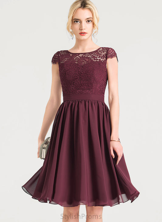 Chiffon Neck Lace Knee-Length Dress Cocktail Dresses Scoop Aiyana Cocktail A-Line