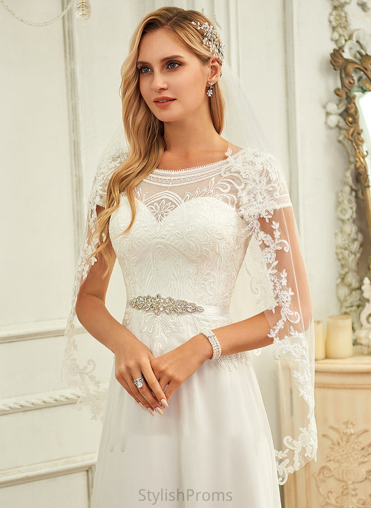 Sequins Neck With Scoop Raegan Wedding A-Line Wedding Dresses Chiffon Floor-Length Lace Dress