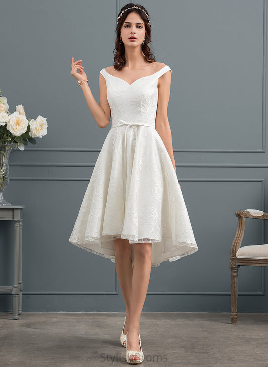 Bow(s) Wedding Dresses Wedding With A-Line Asymmetrical Lace Dress Aleah