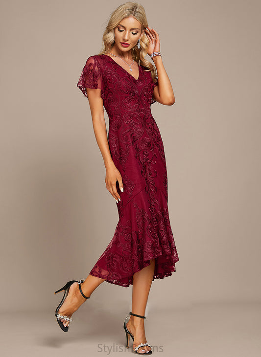 Trumpet/Mermaid Kate Cocktail Dress Asymmetrical Lace Cocktail Dresses V-neck