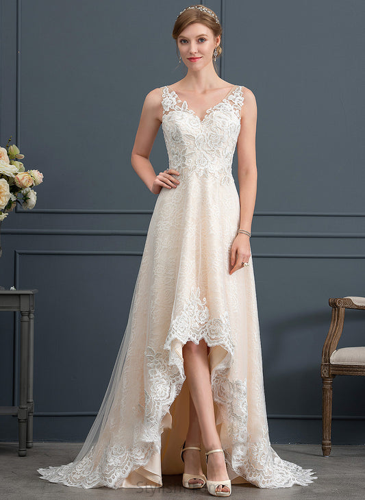 Wedding With Pam Wedding Dresses Dress Asymmetrical Lace V-neck Tulle A-Line