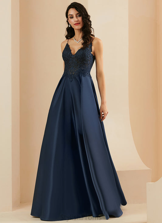 Prom Dresses Lace V-neck A-Line Floor-Length Lynn