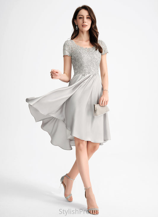 Sequins Cocktail Cocktail Dresses Dress With Asymmetrical Neck Scoop Jadyn A-Line Satin