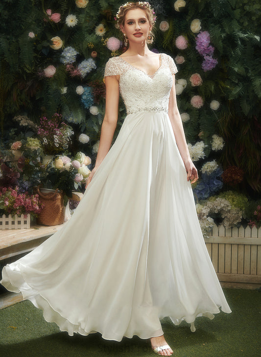 Wedding Dresses Floor-Length Wedding Sequins With V-neck Lace Dress Beading A-Line Annabelle