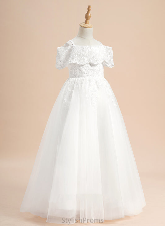 Jocelynn Girl Sleeves - Ball-Gown/Princess Lace Off-the-Shoulder Flower Girl Dresses Tulle Short Flower With Floor-length Dress