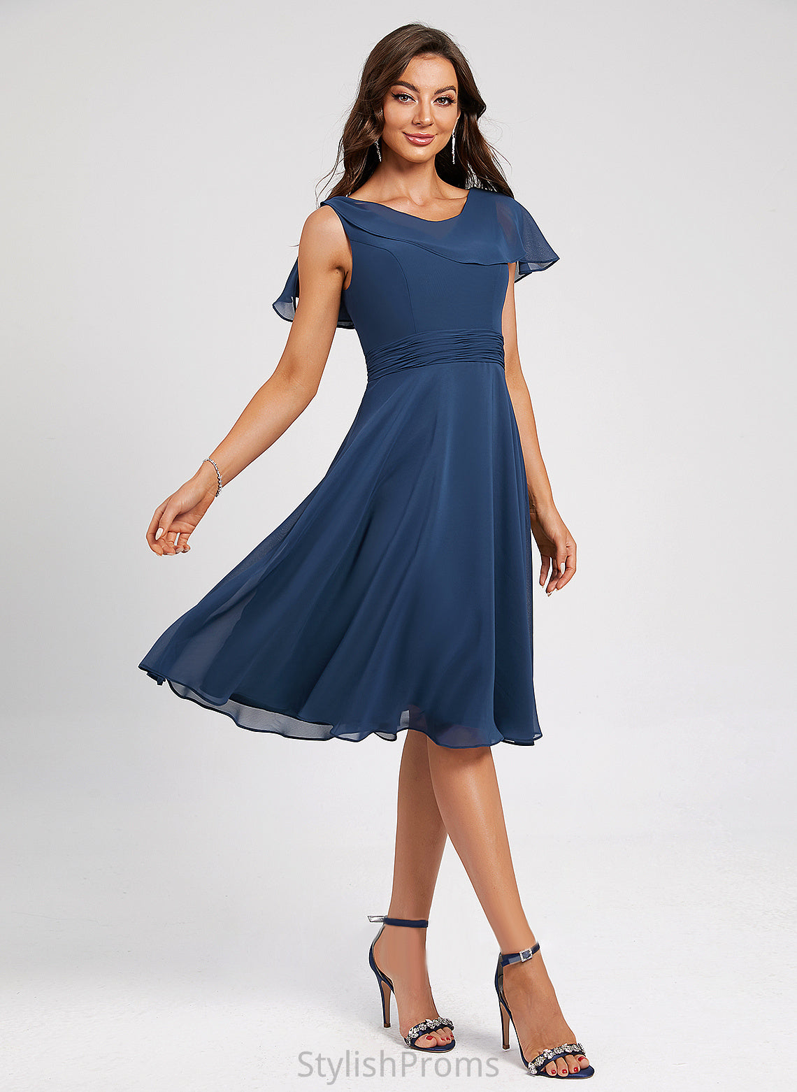 Scoop A-Line Neck Knee-Length Cocktail Chiffon With Cocktail Dresses Ruffle Dress Pleated Ruth