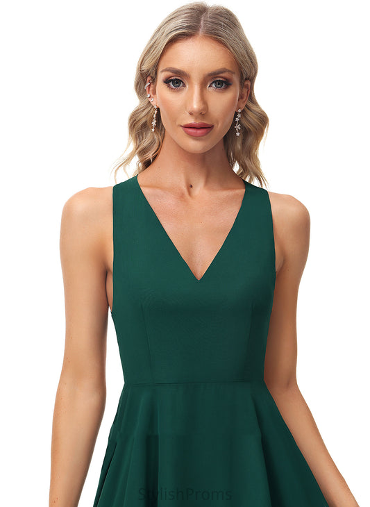 Knee-Length Chiffon Cocktail Dresses Cocktail Dress V-neck Carley A-Line