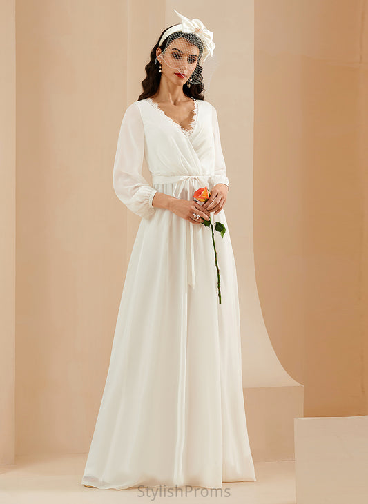 Wedding Dresses Lace Annalise Chiffon Wedding V-neck Floor-Length A-Line Dress