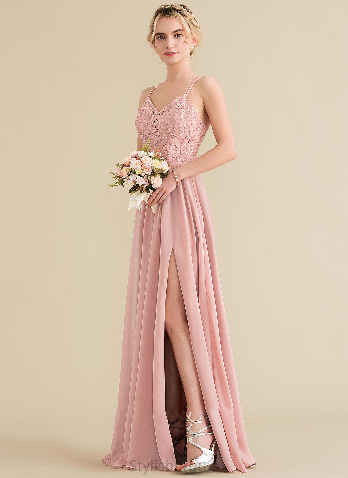 Fabric A-Line Length Neckline SplitFront Embellishment Sweetheart Silhouette Floor-Length Karlie Trumpet/Mermaid One Shoulder Bridesmaid Dresses