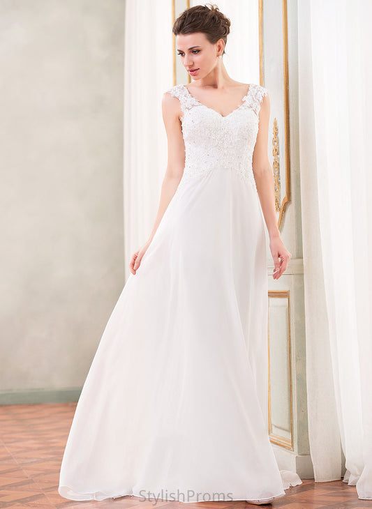 Alexandra Sequins Train Dress Wedding Beading With Lace V-neck Chiffon A-Line Wedding Dresses Sweep