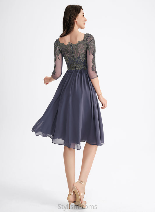 Cocktail Chiffon With Neckline Square Glenda Lace A-Line Cocktail Dresses Knee-Length Lace Dress