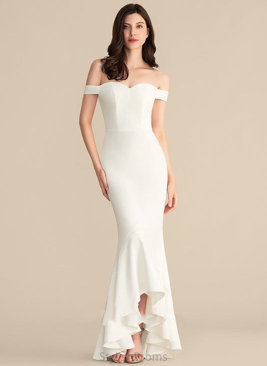 Stretch Jaqueline Crepe Asymmetrical Wedding Off-the-Shoulder Dress Trumpet/Mermaid Wedding Dresses